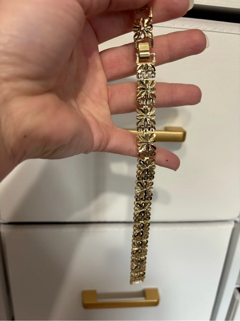 Gold Floral Link Bracelet for Women